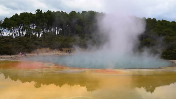 Thermal lake Champagne Pool at Wai-O-Tapu near Rotorua, New Zealand