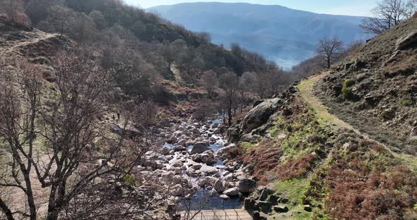 Breathless view of the river flow in Valle del Jerte, Spain