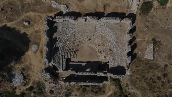 Aerial View of a Small Standing Ancient Theater