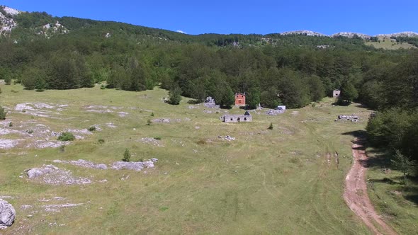 Brick cabin isolated on Dinara mountain in Croatia