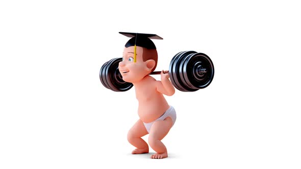 Fun 3D cartoon of a fitness baby