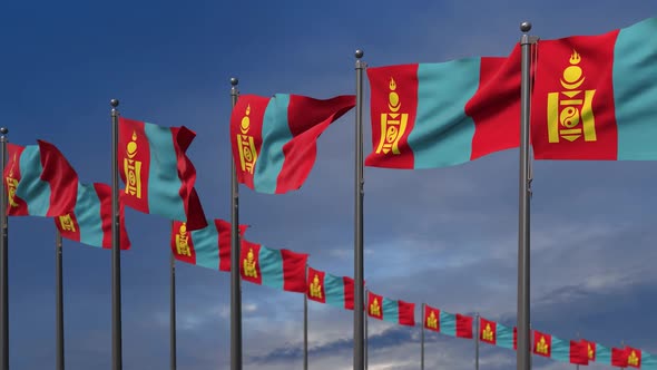 The Mongolia Flags Waving In The Wind  - 2K