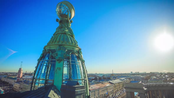 Panorama on the roofs in St. Petersburg View of the Kazan Cathedral