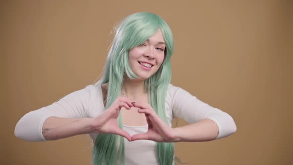 Woman in Green Wig