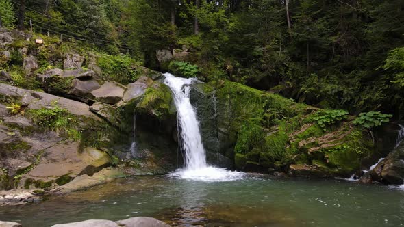 Kamyanka Watterfall at National Nature Park Skolevsky Beskydy Ukraine