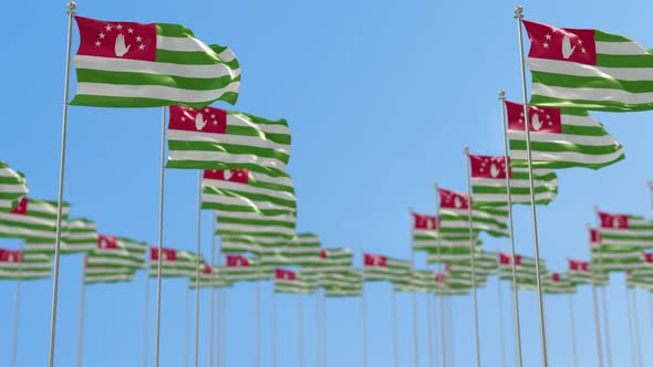 Abkhazia  Row Of  National flags  Walk Throw Animation