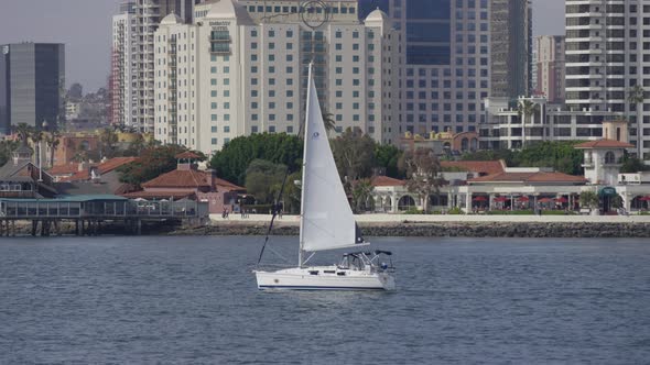 Boat sailing along the waterfront