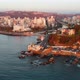 Sunset, Pacific ocean coast, Avenue, Street (Vina del Mar, Chile) aerial view - VideoHive Item for Sale
