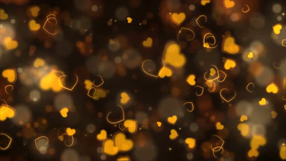 Gold Hearts Bokeh Background
