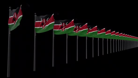 Row Of Kenya Flags With Alpha 2K