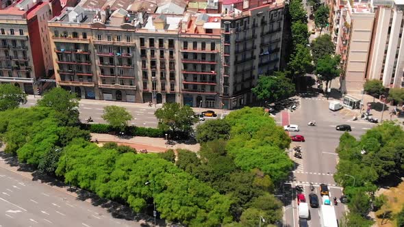 Aerial view to Sagrada Familia church, Barcelona, Spain