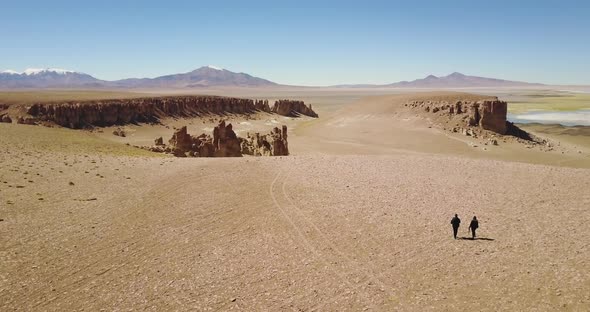 Aerial view of Tara's Cathedrals in Atacama Desert