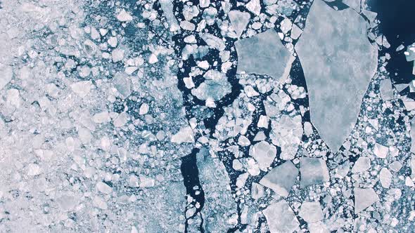 Ice Floes in the Sea Shot From Drone