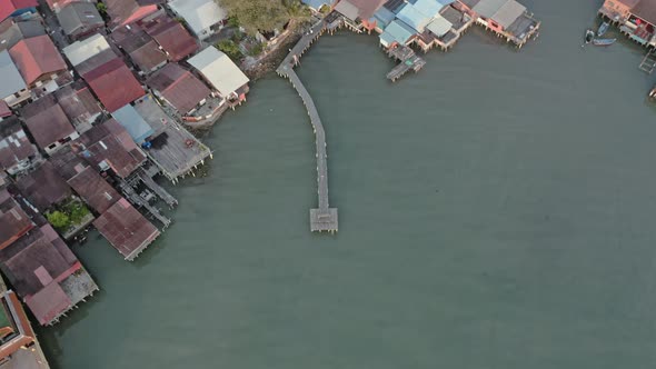 Drone Over Waterfront Buildings Of George Town