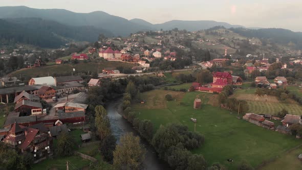 Spectacular View of Mountain Village in Valley