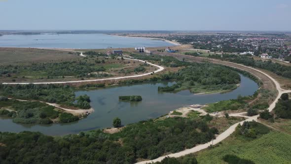 Drone Over the Bragadiru Lake in Summer