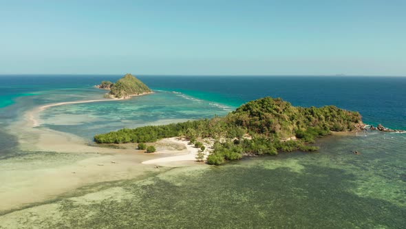 Tropical Island with Sandy Beach Philippines Palawan