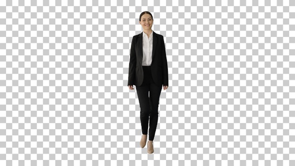 Confident Businesswoman walking towards, Alpha Channel