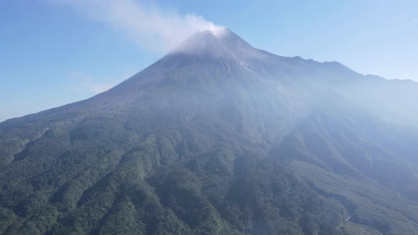 Time lapse aerial view of Merapi Mountain. Indonesia Volcano Landscape View.