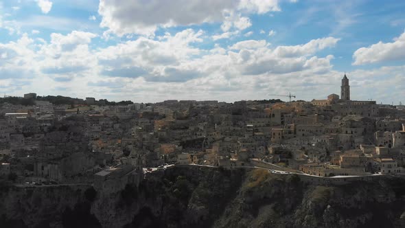 drone flying over magnificence of Matera,European Capital of Culture, italy