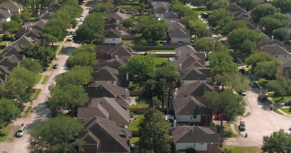 Aerial of affluent homes in Houston