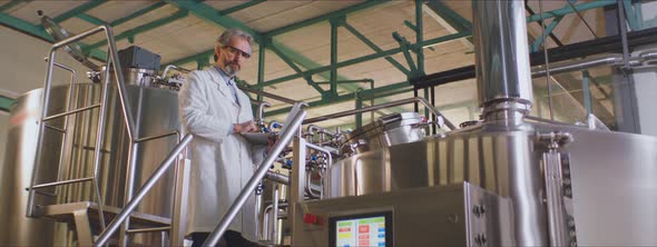 Brewing expert working in a brewery