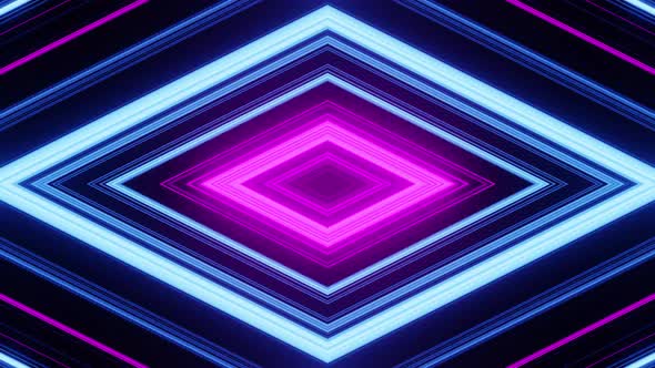 Vj Loop Of The Rhombus Blue And Pink Neon Stripes Background For Party 4K