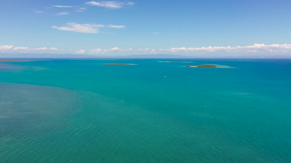 Blue Sea and Tropical Islands. Cebu Strait, Philippines