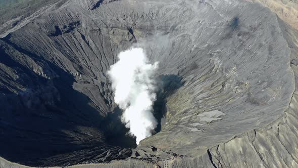 Stunning Aerial Video from the mouth of Mt Bromo Volcano, East Java, Indonesia