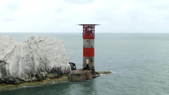 Lighthouse Sat at the End of The Needles a Natural Chalk Coastal Feature