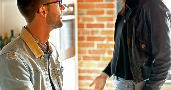 Couple interacting with eachother at home