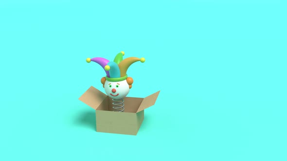 April Fool's Da Clown Jumps Out Box Funny 3d Cartoon Character