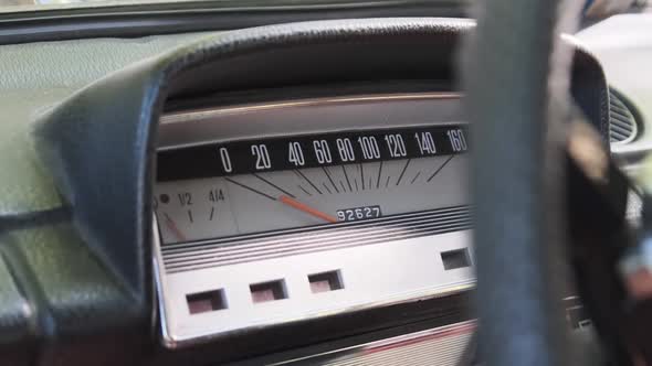 Car Retro Dashboard. Vintage Retro Speedometer and Instrument Panel of Old Car