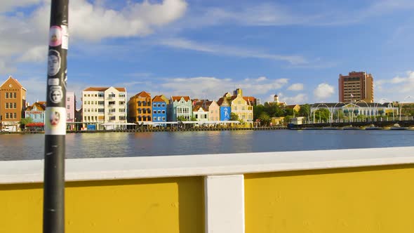 Colorful Dutch Colonial buildings along the waterfront of Saint Anna Bay in Punda, Willemstad, on th