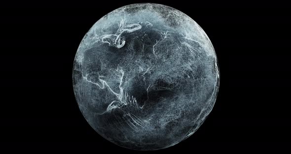 Abstract fluid, Water in sphere. particles flowing around sphere