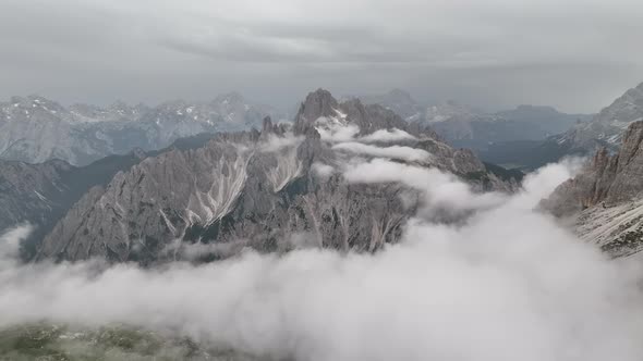 Beautiful cloudy day in Dolomites mountains