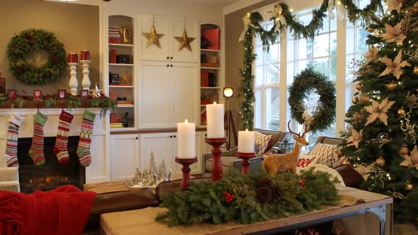 Interior shot of home decorated for Christmas alt
