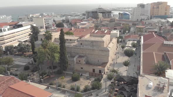 Aerial View of Limassol's Castle - Drone Footage 4K