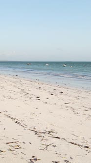 Tanzania  Vertical Video Empty Beach on Zanzibar Island Slow Motion