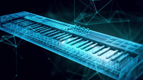 Synthesizer Piano Hologram Close Up Hd