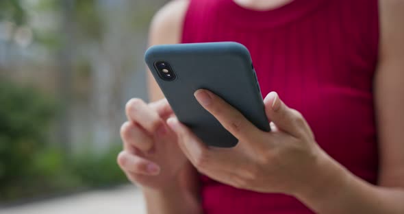 Woman use of smart phone at outdoor