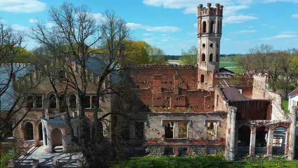 Destroyed Odzienas Castle in Latvia, Detail of the Ancient Castle. Concept of Travel 4K Video