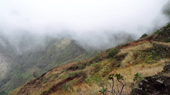 Majestic View of Mountains and Valleys on the Trekking Path on Santo Antao Island