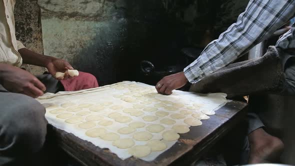 Close view of traditional indian food preparation called puri