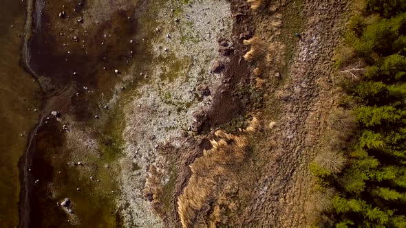 Aerial view of algal bloom in the sea on the shore of Vormsi island in Estonia.