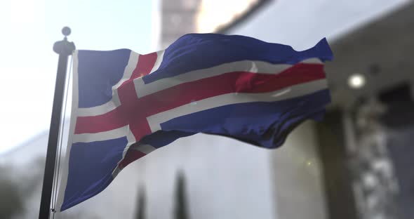 Icelandic national flag. Iceland country waving flag