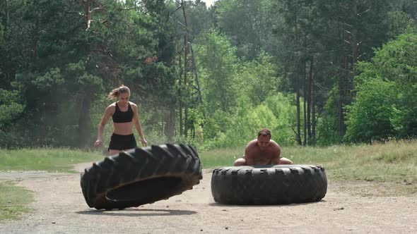 Intense Tire Workout Outdoor