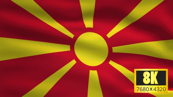 8K Macedonia Windy Flag Background