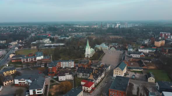 Dobele Medieval Castle the Town of Dobele on the West Bank of the River Berze. Latvia Aerial Dron 4K