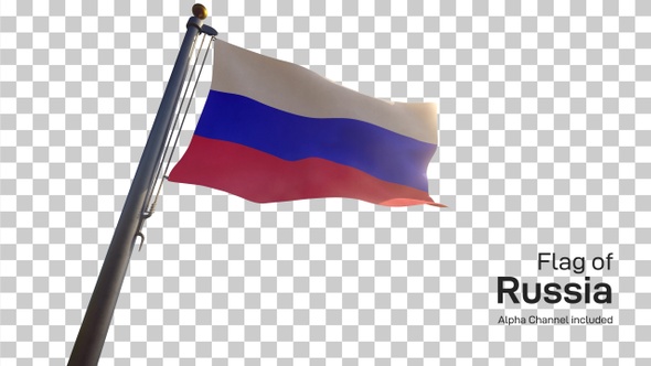 Russia Flag on a Flagpole with Alpha-Channel